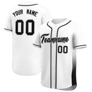 Custom White Black Personalized Gradient Side Design Authentic Baseball Jersey