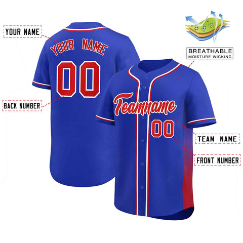 Custom Royal Red Personalized Gradient Side Design Authentic Baseball Jersey