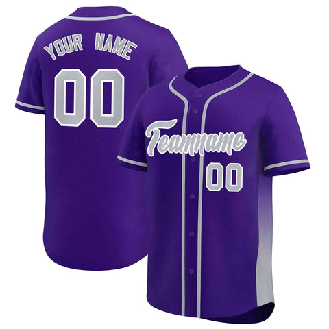 Custom Purple Gray Personalized Gradient Side Design Authentic Baseball Jersey