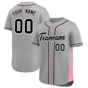 Custom Gray Pink Personalized Gradient Side Design Authentic Baseball Jersey