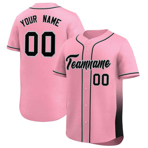 Custom Pink Black Personalized Gradient Side Design Authentic Baseball Jersey