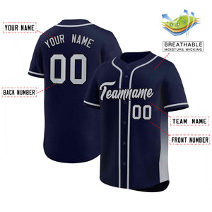 Custom Navy Gray Personalized Gradient Side Design Authentic Baseball Jersey