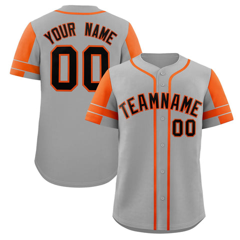 Custom Gray Orange Personalized Raglan Sleeves Authentic Baseball Jersey