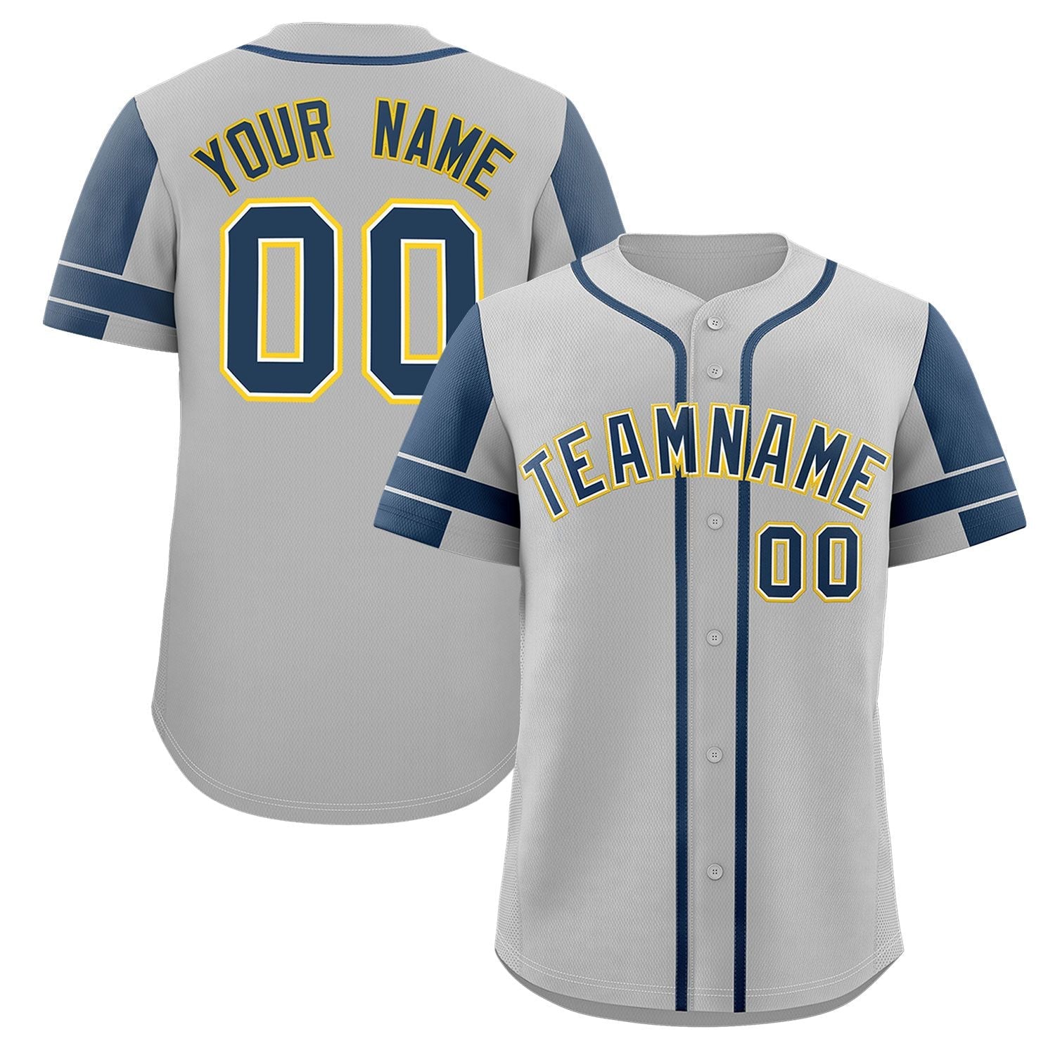 Custom Gray Navy Personalized Raglan Sleeves Authentic Baseball Jersey