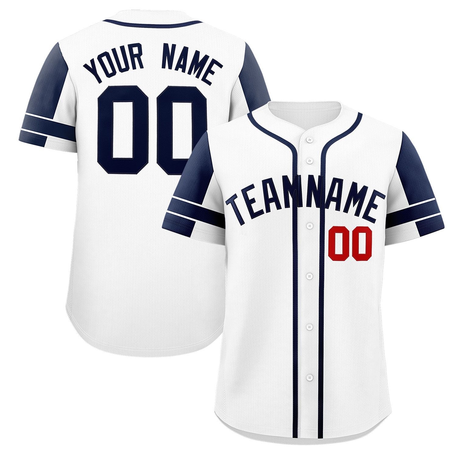 Custom White Navy Personalized Raglan Sleeves Authentic Baseball Jersey