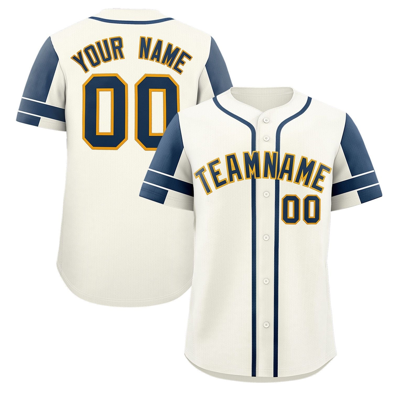 Custom Cream Navy Personalized Raglan Sleeves Authentic Baseball Jersey