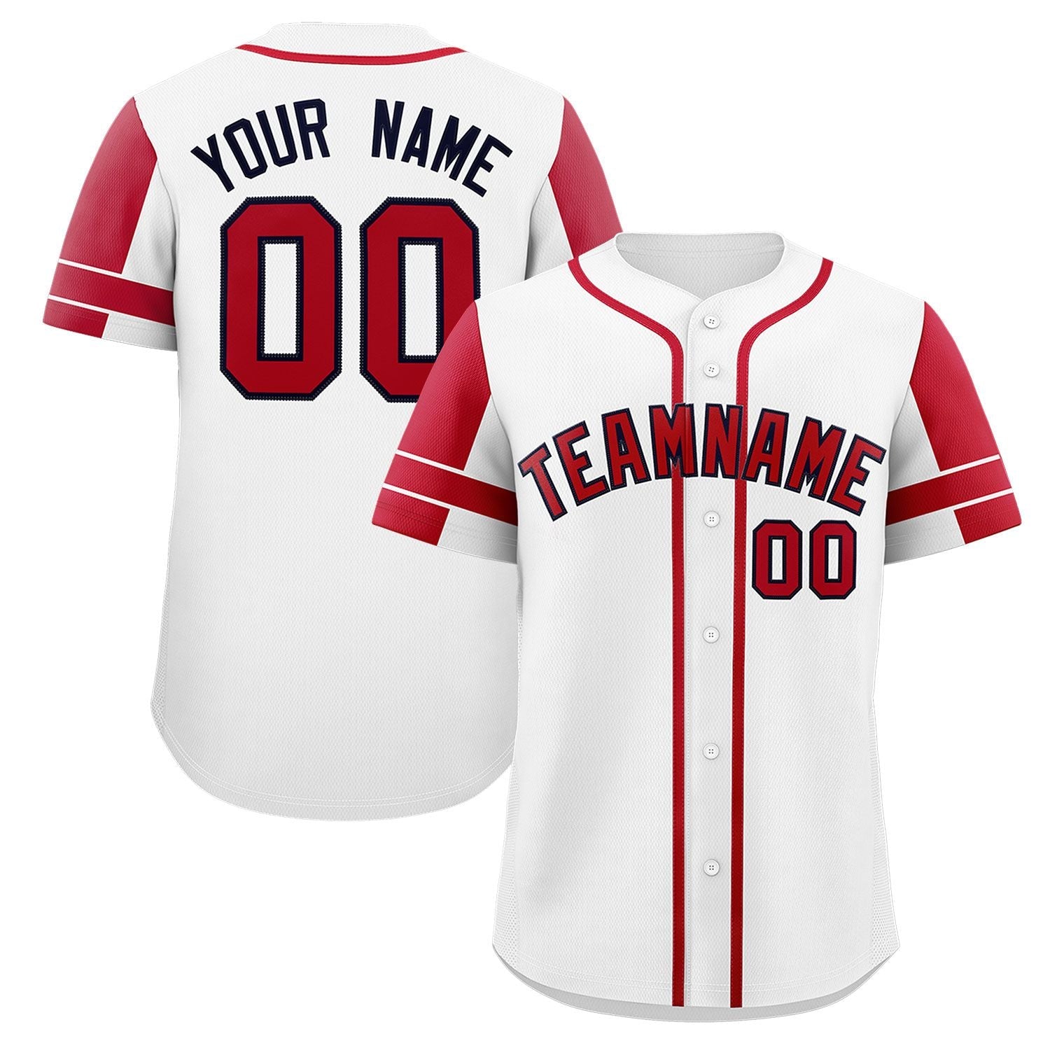 Custom White Red Personalized Raglan Sleeves Authentic Baseball Jersey