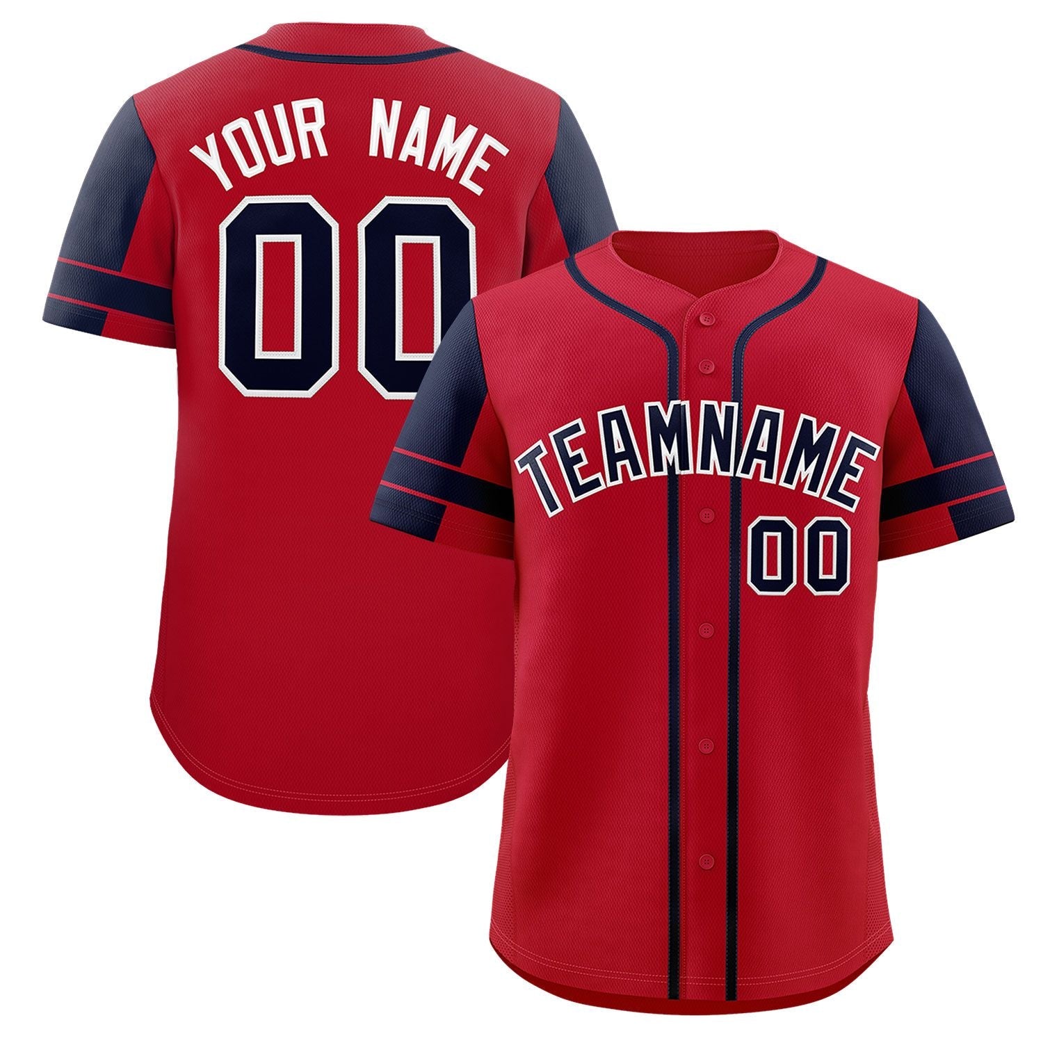 Custom Red Navy Personalized Raglan Sleeves Authentic Baseball Jersey