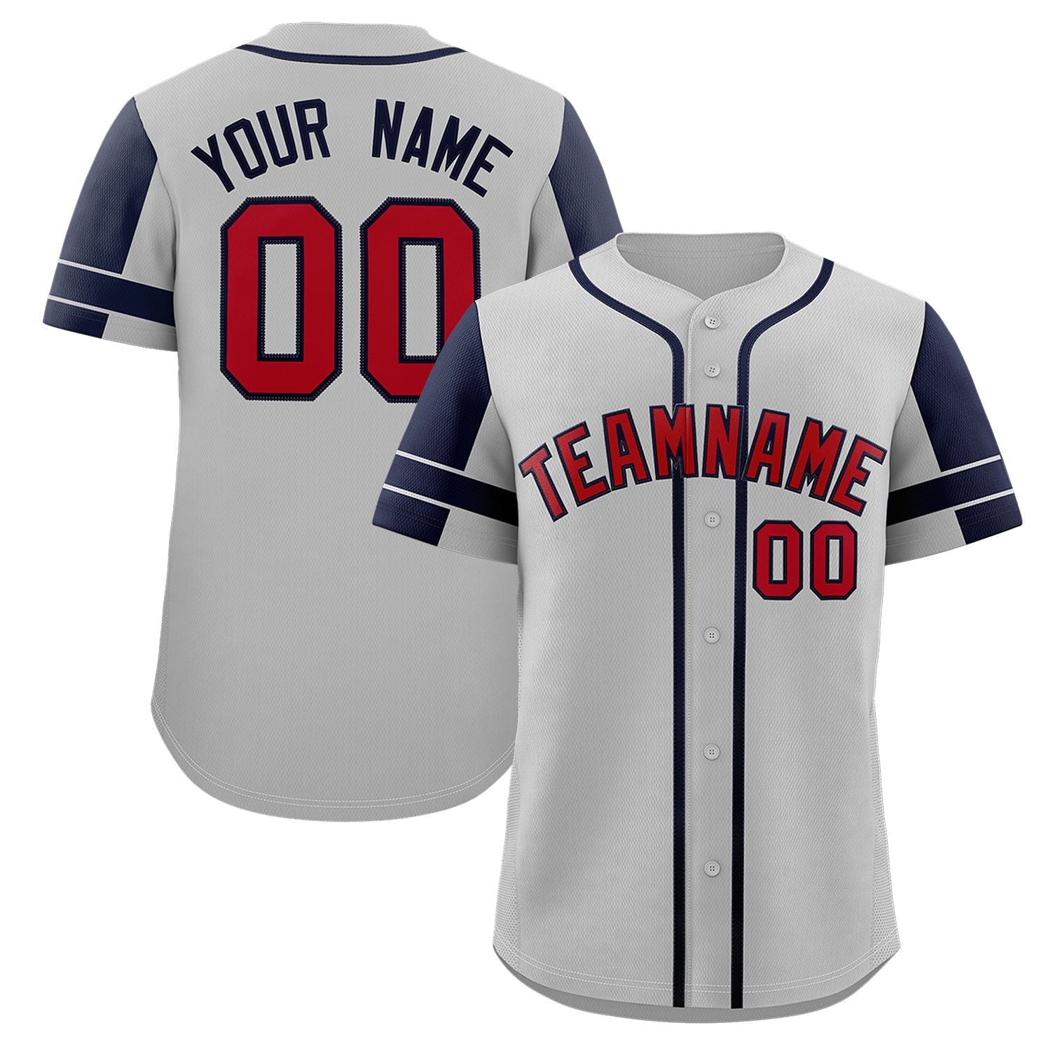 Custom Gray Navy Personalized Raglan Sleeves Authentic Baseball Jersey