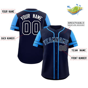 Custom Navy Royal Personalized Raglan Sleeves Authentic Baseball Jersey