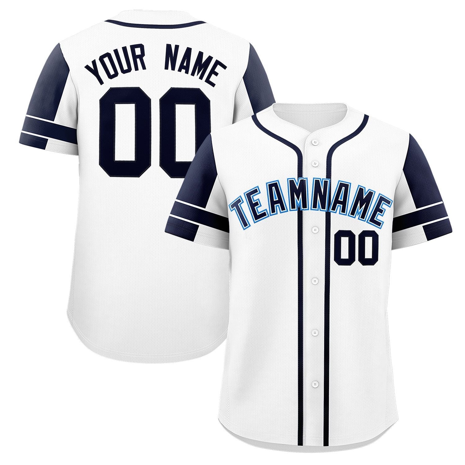 Custom White Navy Personalized Raglan Sleeves Authentic Baseball Jersey