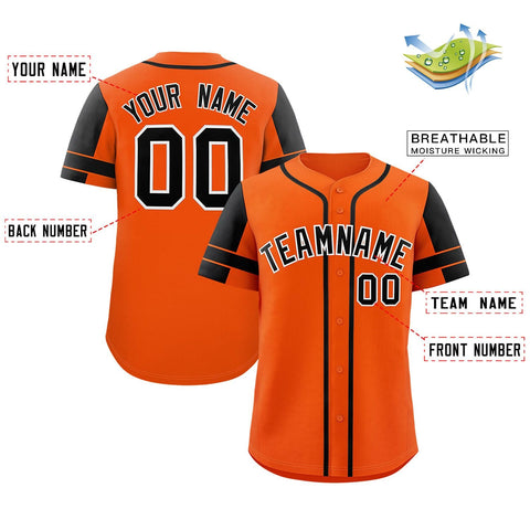 Custom Orange Black Personalized Raglan Sleeves Authentic Baseball Jersey