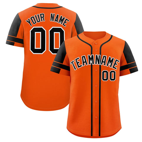 Custom Orange Black Personalized Raglan Sleeves Authentic Baseball Jersey