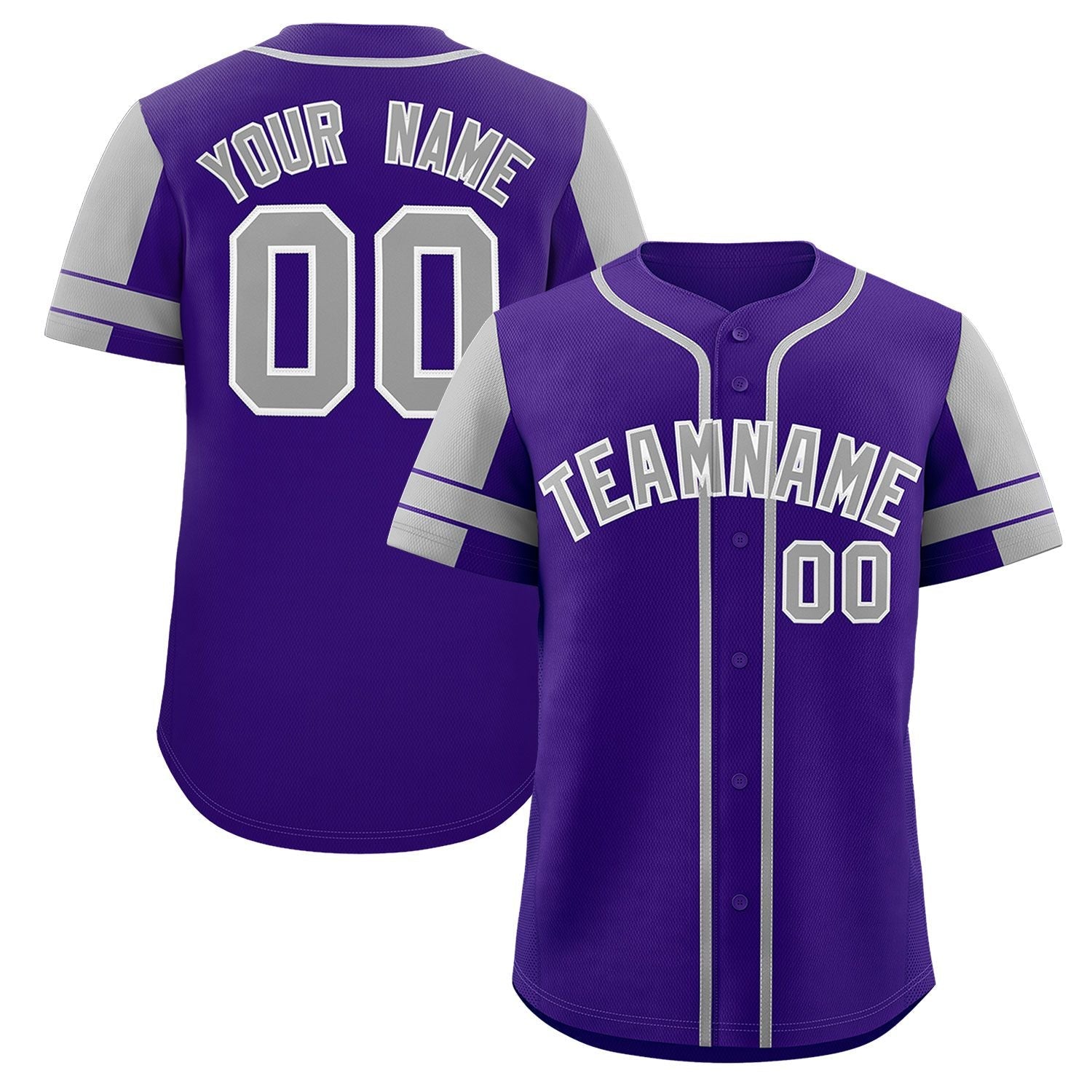 Custom Purple Gray Personalized Raglan Sleeves Authentic Baseball Jersey