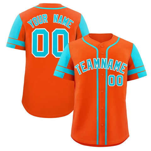 Custom Orange Aqua Personalized Raglan Sleeves Authentic Baseball Jersey