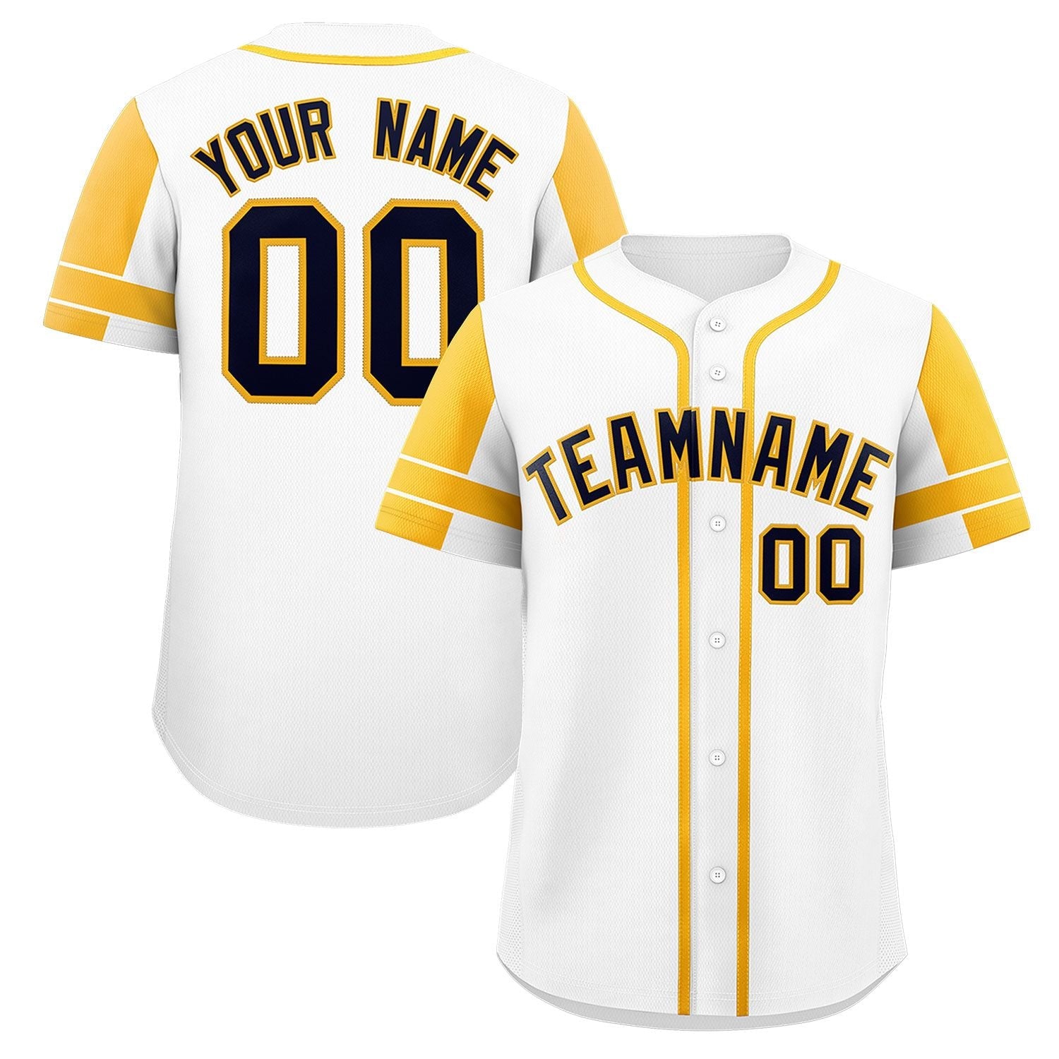 Custom White Gold Personalized Raglan Sleeves Authentic Baseball Jersey