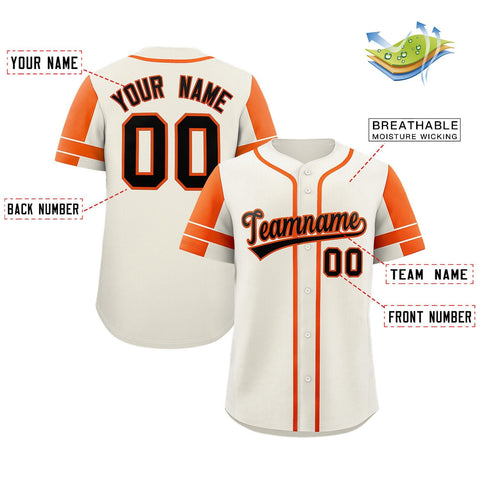 Custom Cream Orange Personalized Raglan Sleeves Authentic Baseball Jersey