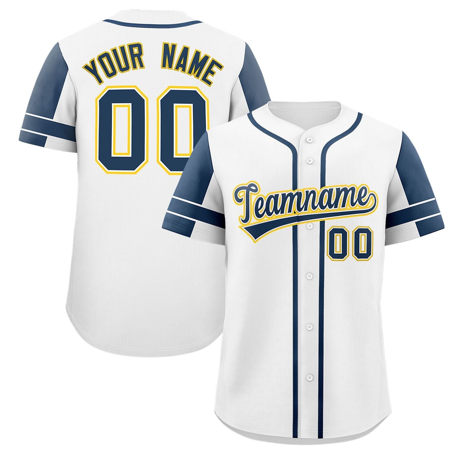 Custom White Navy Personalized Raglan Sleeves Authentic Baseball Jersey