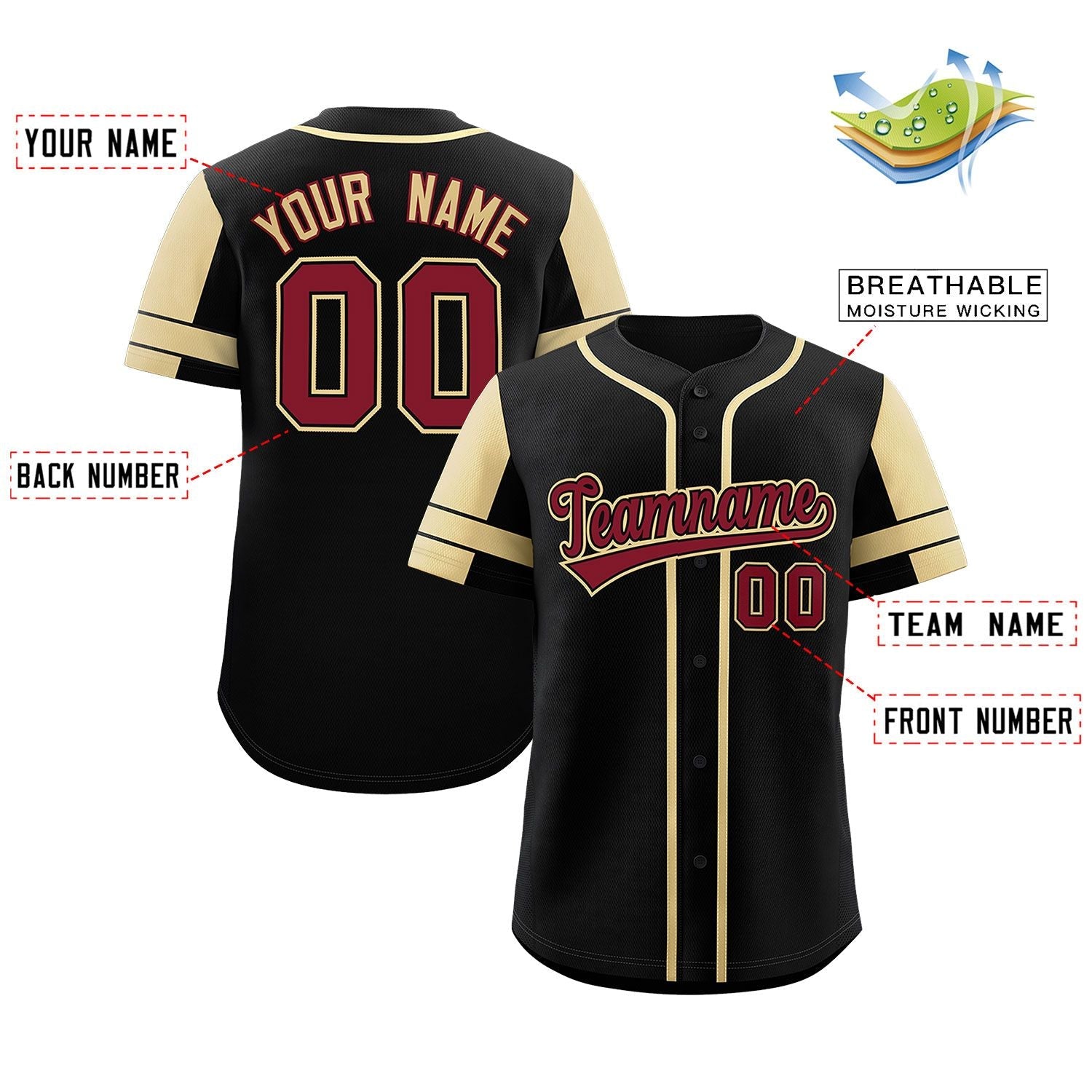 Custom Black Khaki Personalized Raglan Sleeves Authentic Baseball Jersey