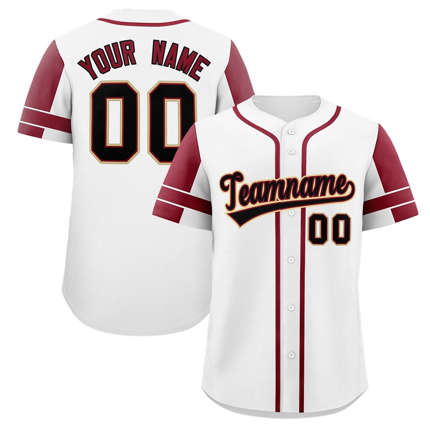 Custom White Crimson Personalized Raglan Sleeves Authentic Baseball Jersey