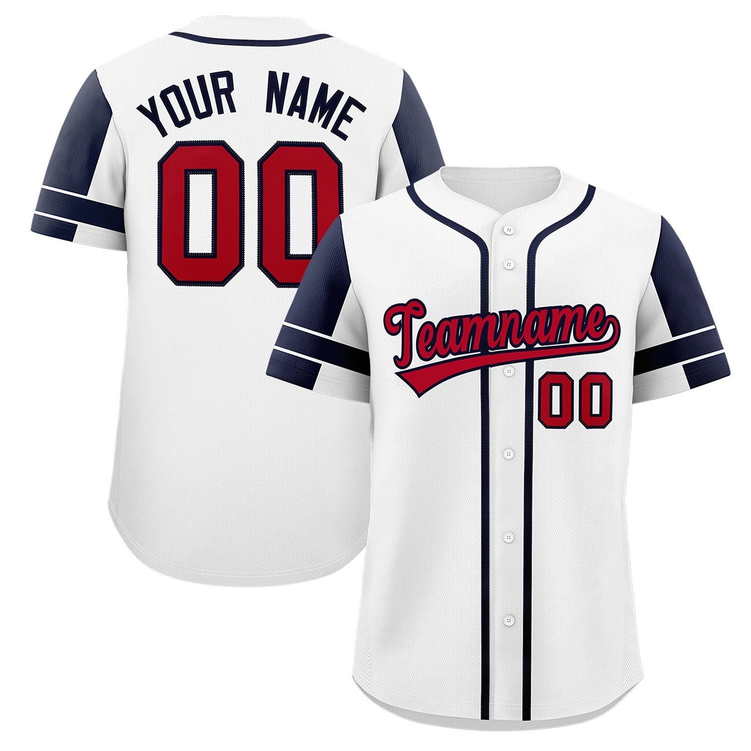 Custom White Navy Personalized Raglan Sleeves Authentic Baseball Jersey