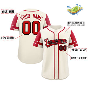 Custom Cream Red Personalized Raglan Sleeves Authentic Baseball Jersey