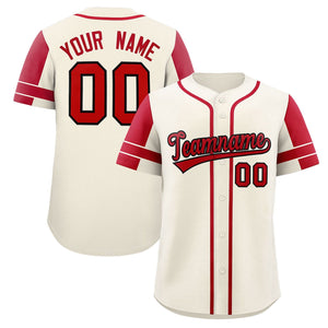 Custom Cream Red Personalized Raglan Sleeves Authentic Baseball Jersey