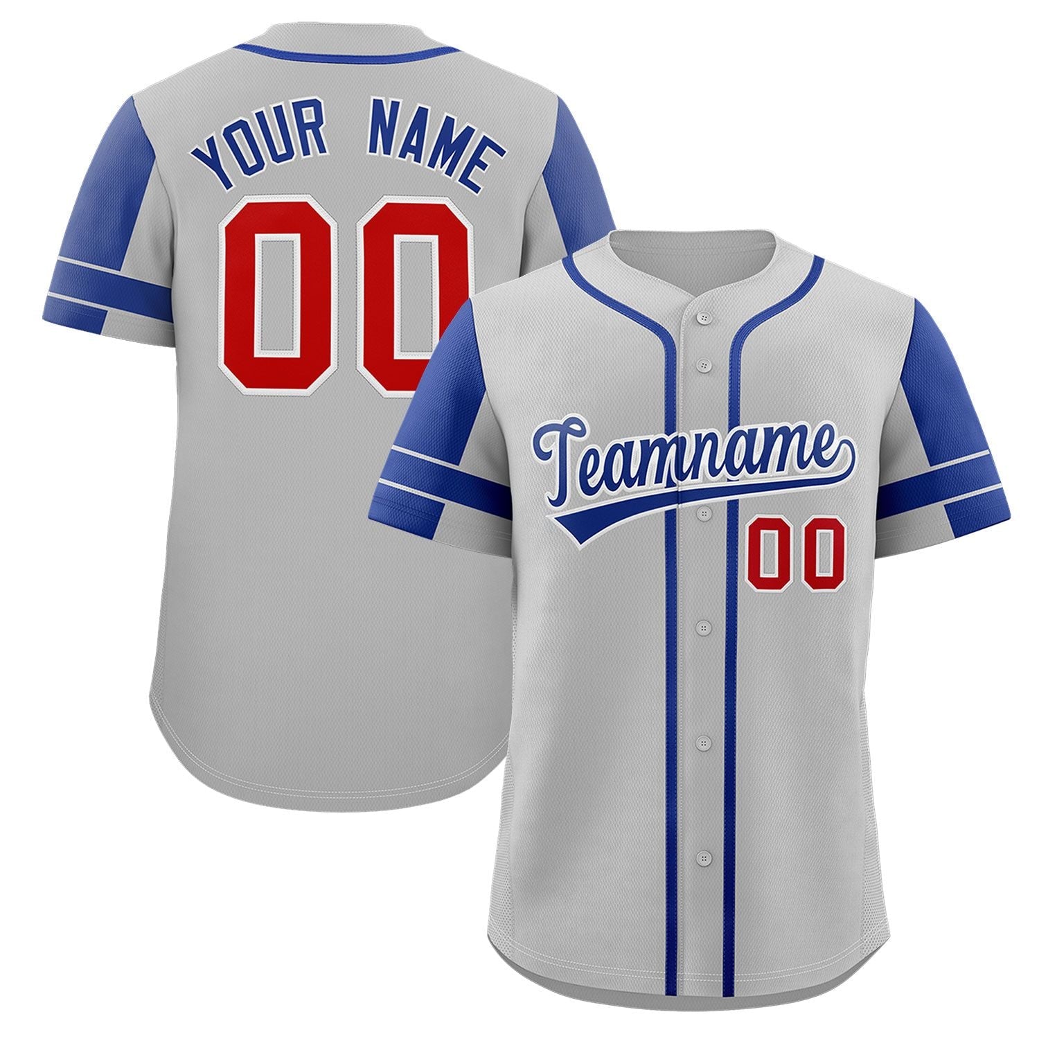 Custom Gray Royal Personalized Raglan Sleeves Authentic Baseball Jersey