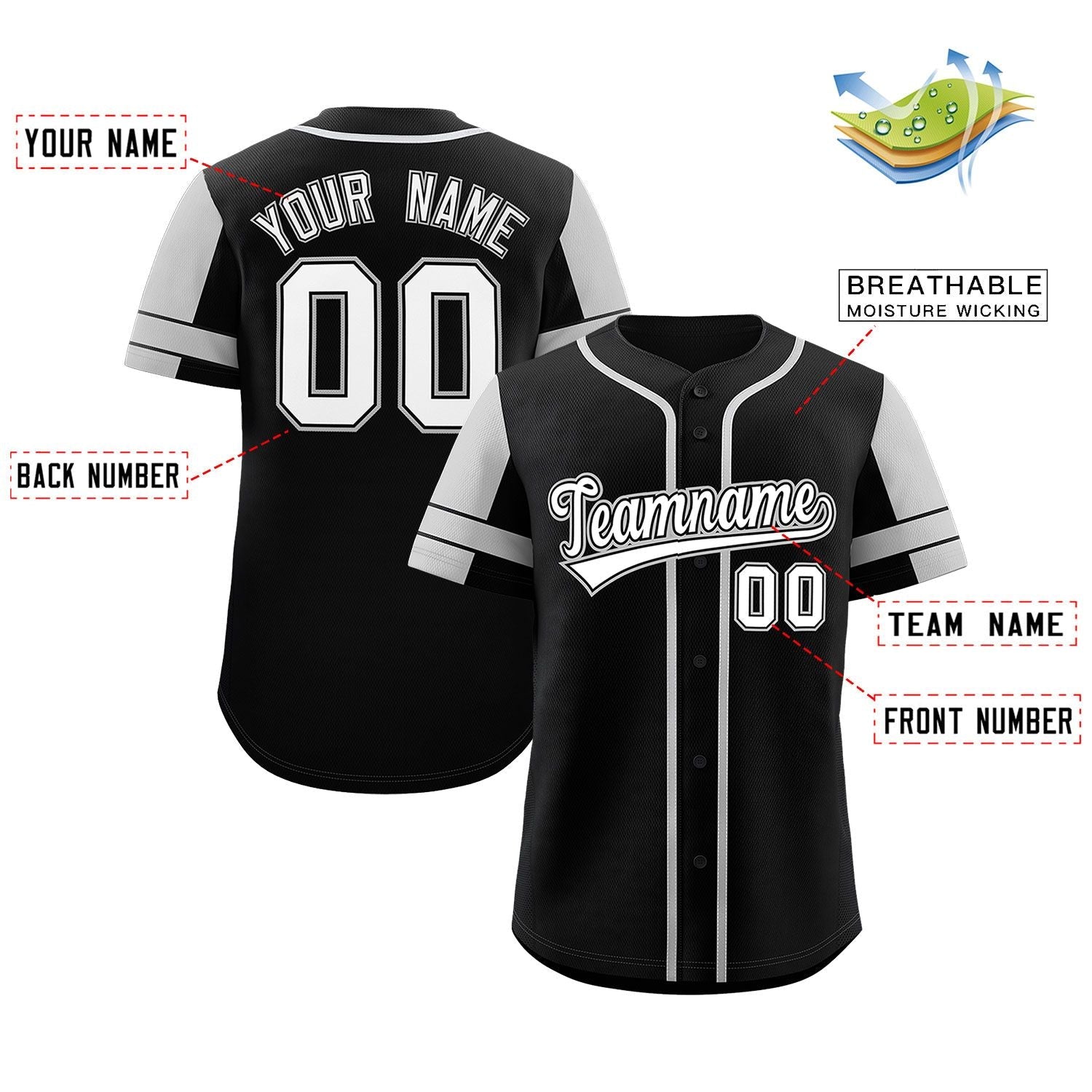 Custom Black Gray Personalized Raglan Sleeves Authentic Baseball Jersey