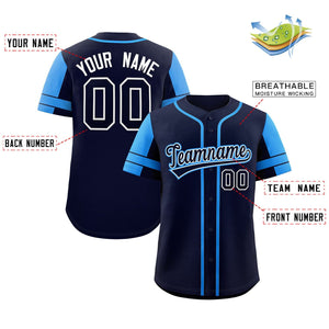 Custom Navy Royal Personalized Raglan Sleeves Authentic Baseball Jersey