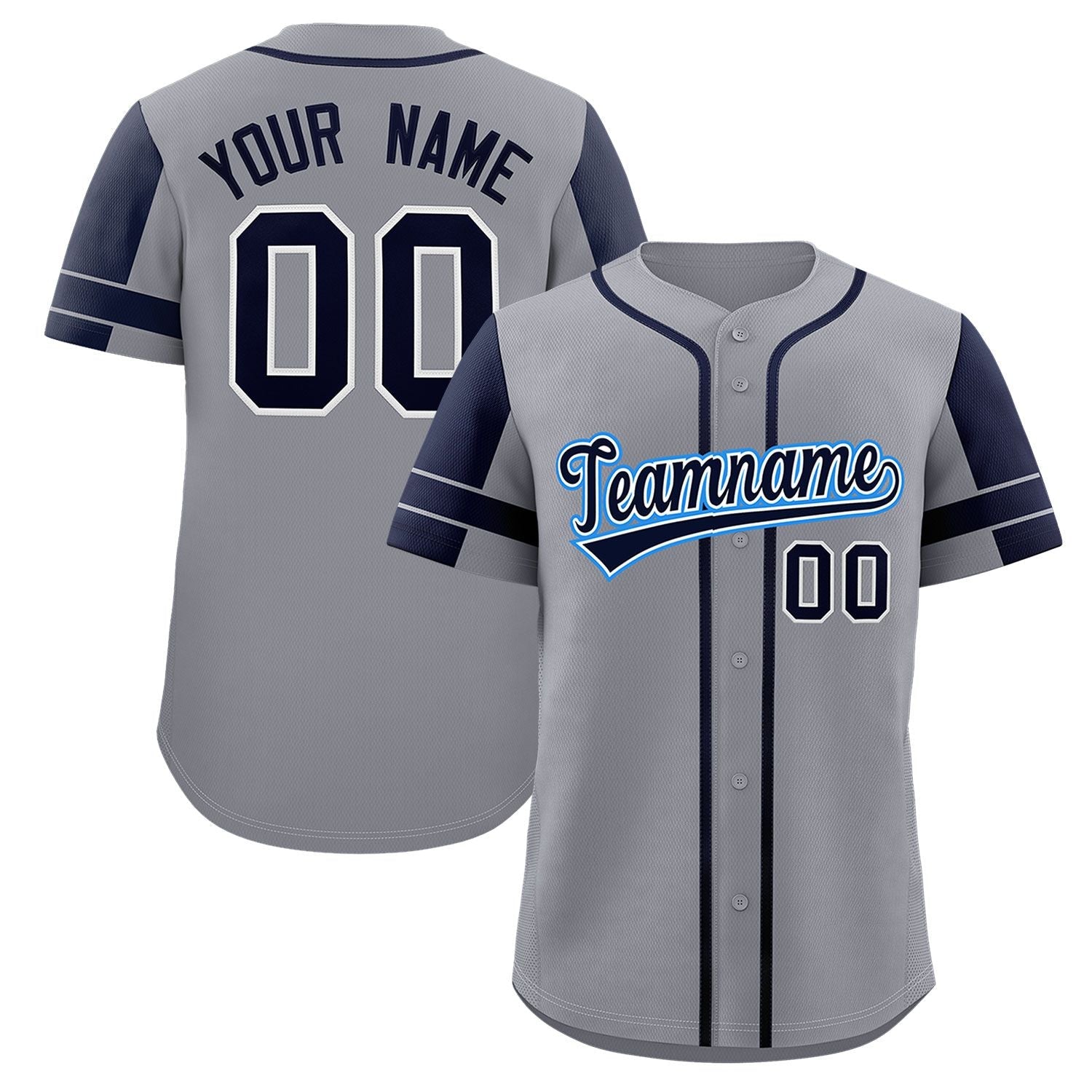 Custom Gray Navy Personalized Raglan Sleeves Authentic Baseball Jersey