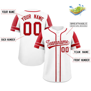 Custom White Red Personalized Raglan Sleeves Authentic Baseball Jersey