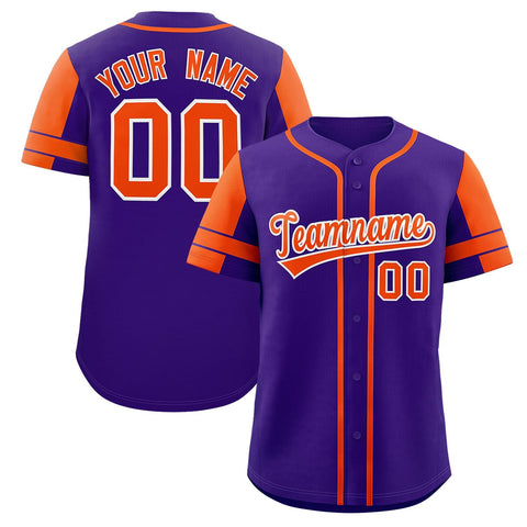 Custom Purple Orange Personalized Raglan Sleeves Authentic Baseball Jersey