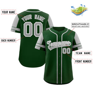 Custom Green Gray Personalized Raglan Sleeves Authentic Baseball Jersey