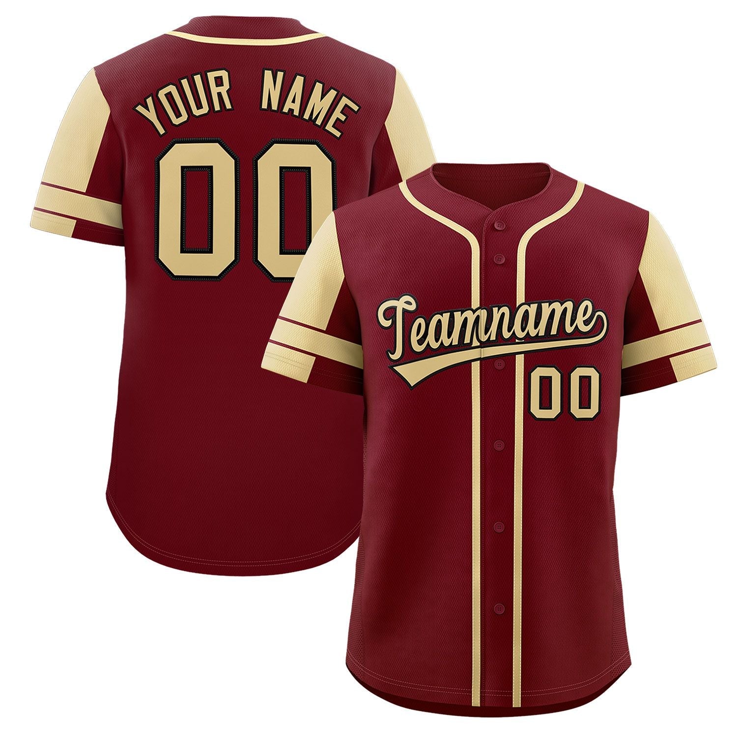 Custom Crimson Cream Personalized Raglan Sleeves Authentic Baseball Jersey