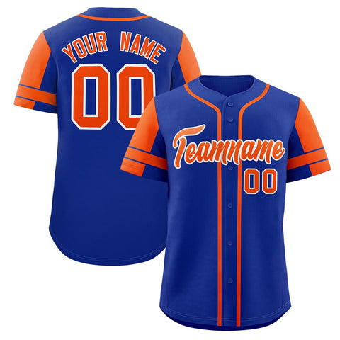 Custom Royal Orange Personalized Raglan Sleeves Authentic Baseball Jersey