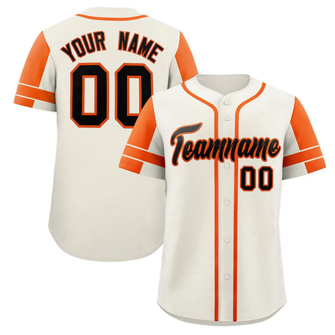 Custom Cream Orange Personalized Raglan Sleeves Authentic Baseball Jersey