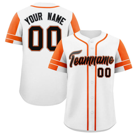 Custom White Orange Personalized Raglan Sleeves Authentic Baseball Jersey