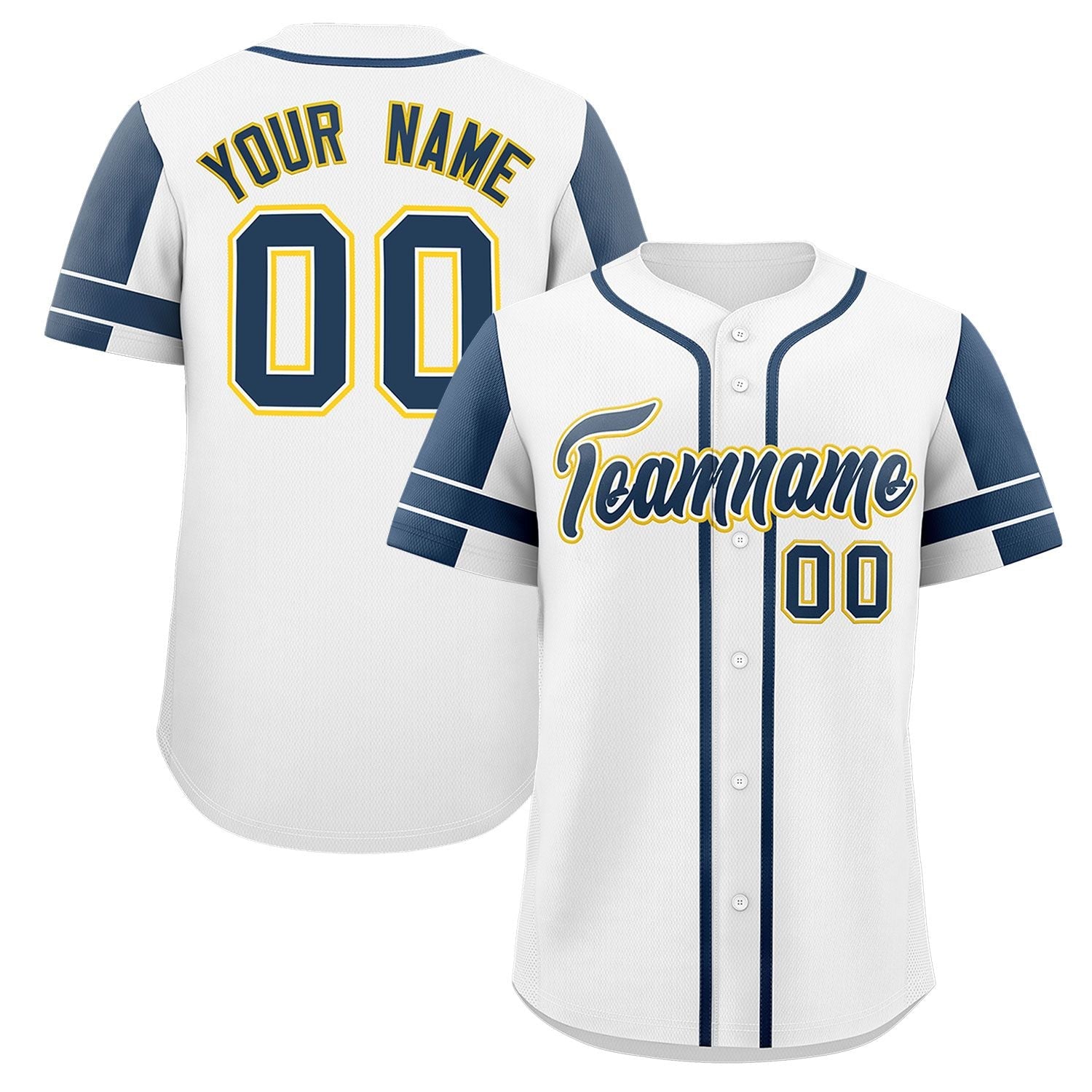 Custom White Navy Personalized Raglan Sleeves Authentic Baseball Jersey