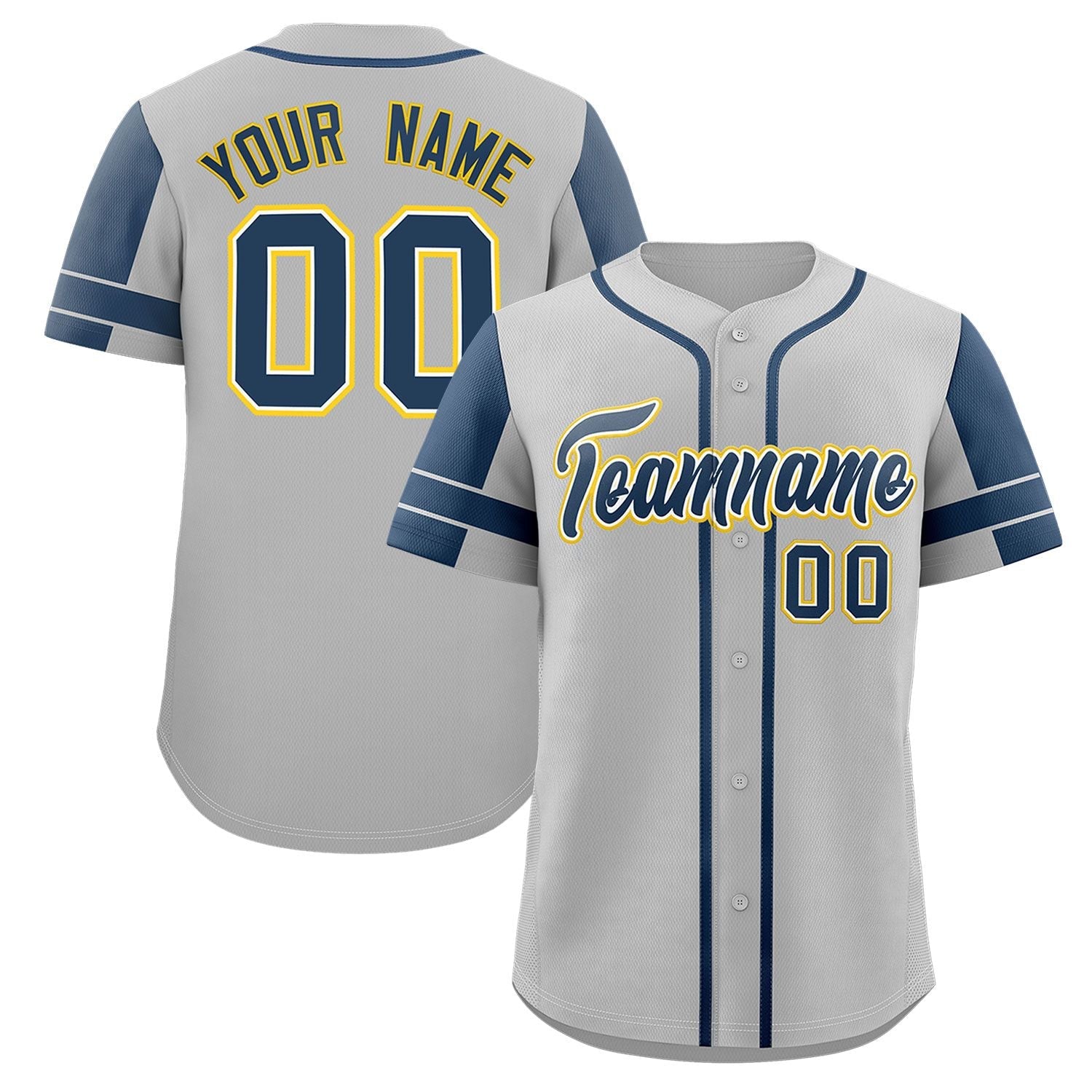 Custom Gray Navy Personalized Raglan Sleeves Authentic Baseball Jersey