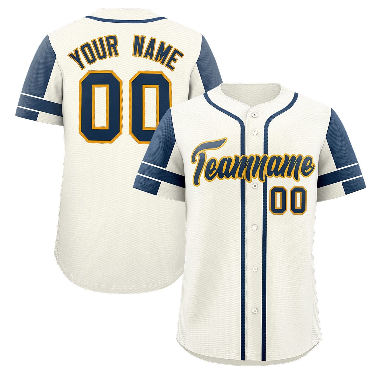 Custom Cream Navy Personalized Raglan Sleeves Authentic Baseball Jersey