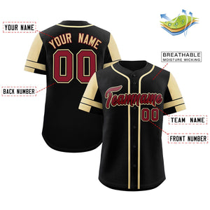 Custom Black Khaki Personalized Raglan Sleeves Authentic Baseball Jersey