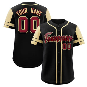 Custom Black Khaki Personalized Raglan Sleeves Authentic Baseball Jersey