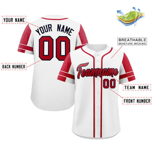 Custom White Red Personalized Raglan Sleeves Authentic Baseball Jersey