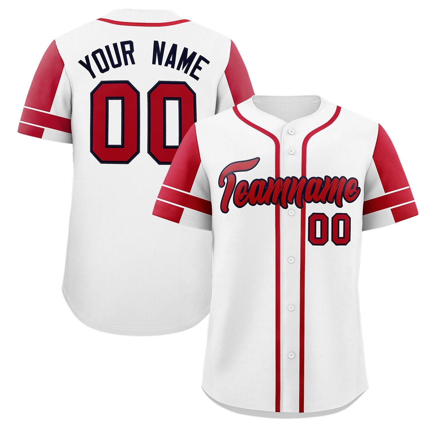 Custom White Red Personalized Raglan Sleeves Authentic Baseball Jersey