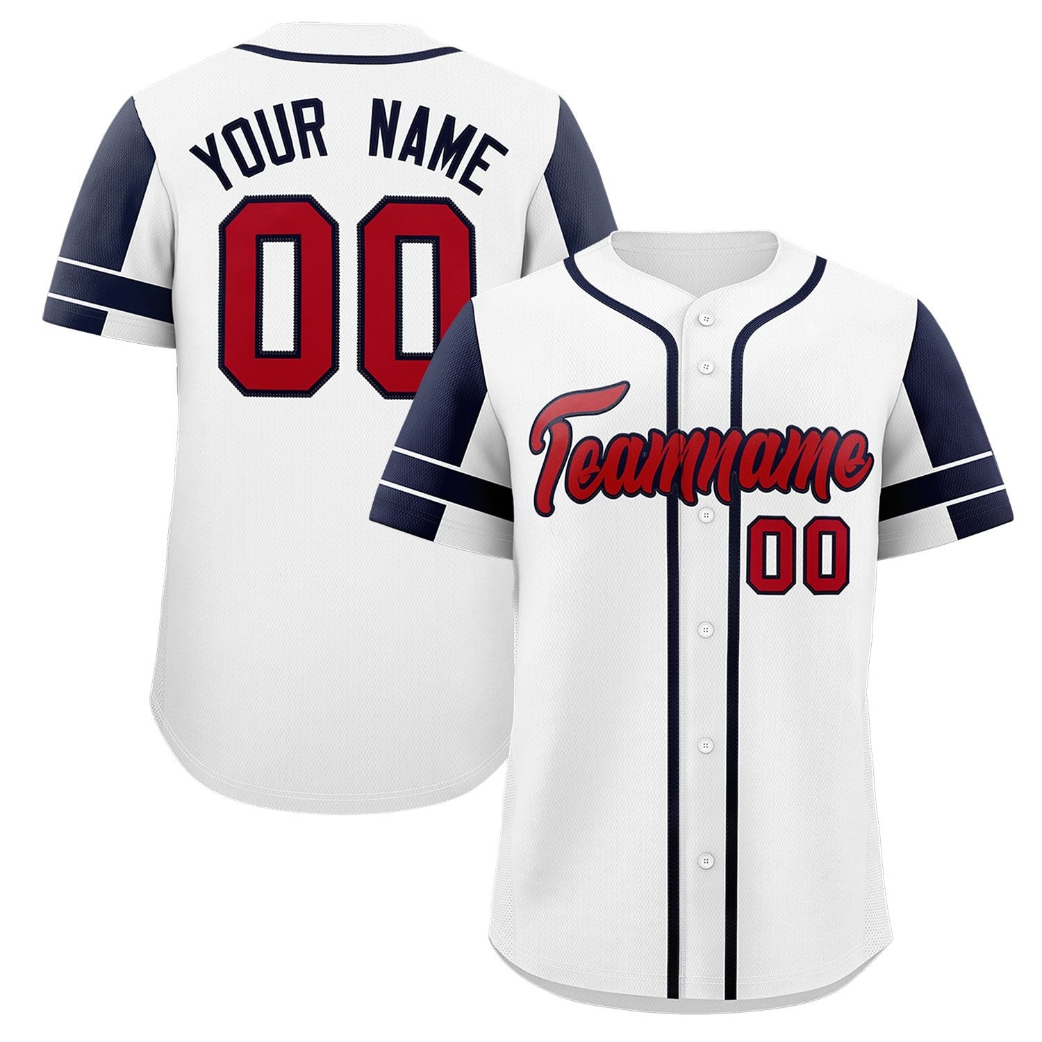 Custom White Navy Personalized Raglan Sleeves Authentic Baseball Jersey