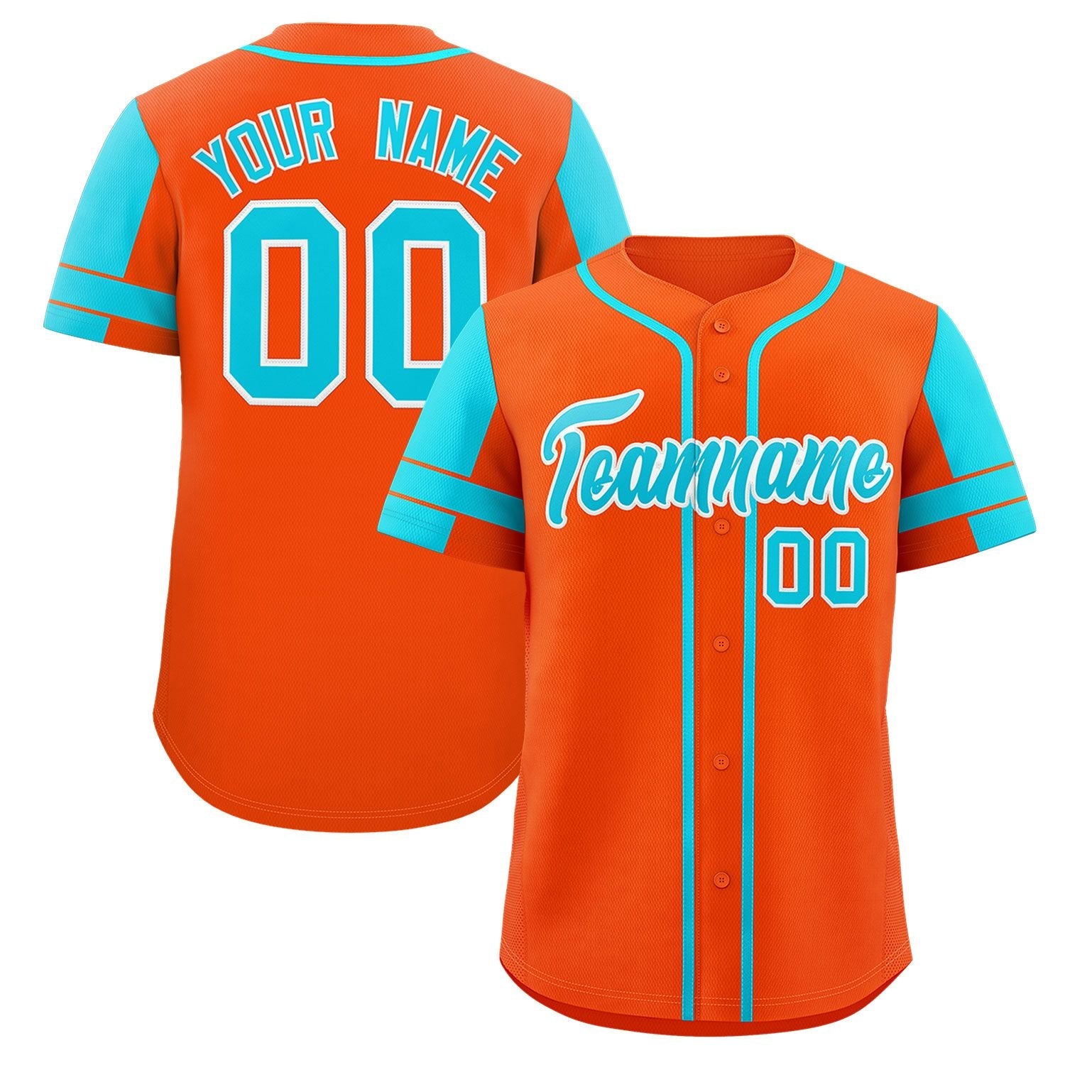 Custom Orange Aqua Personalized Raglan Sleeves Authentic Baseball Jersey