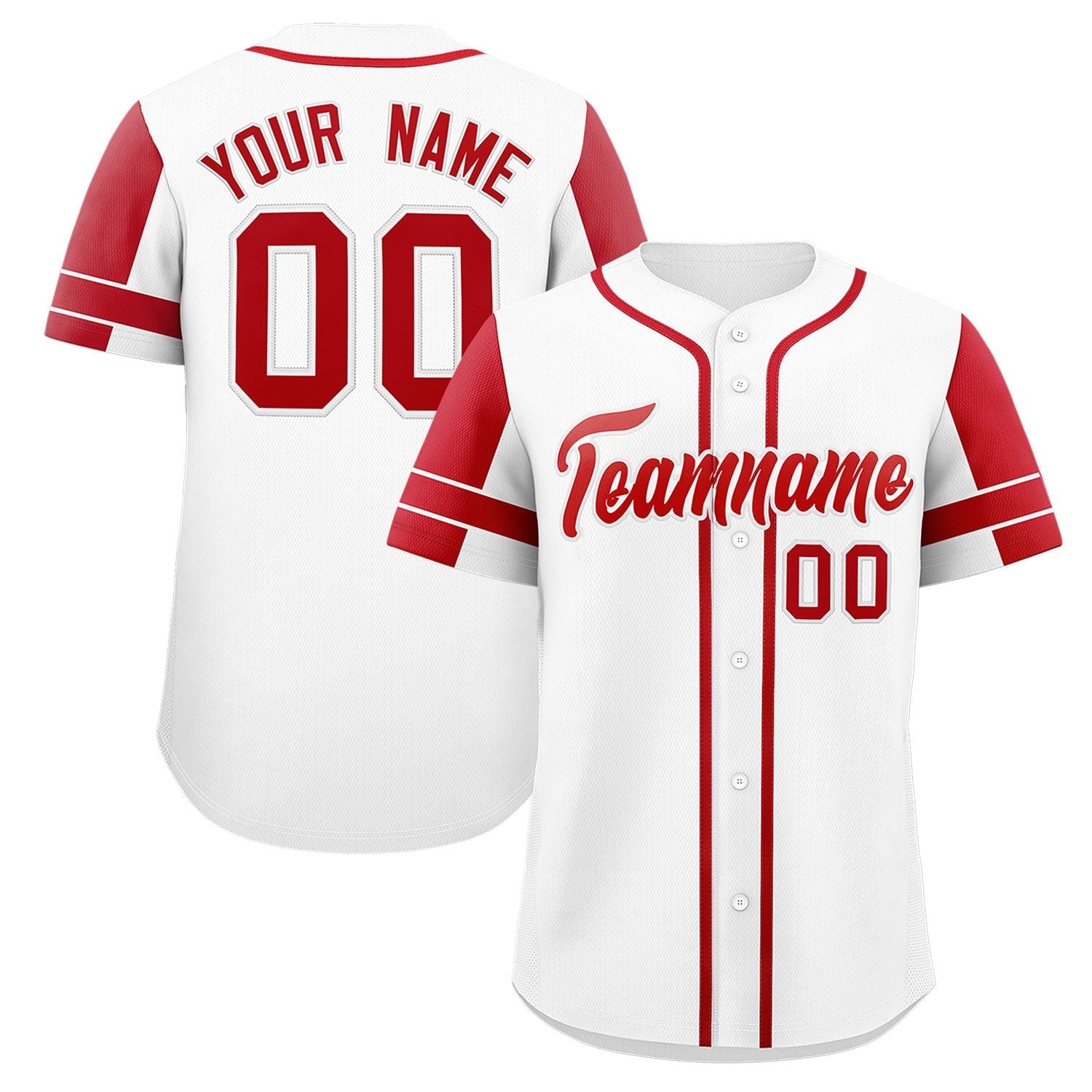 Custom White Red Personalized Raglan Sleeves Authentic Baseball Jersey