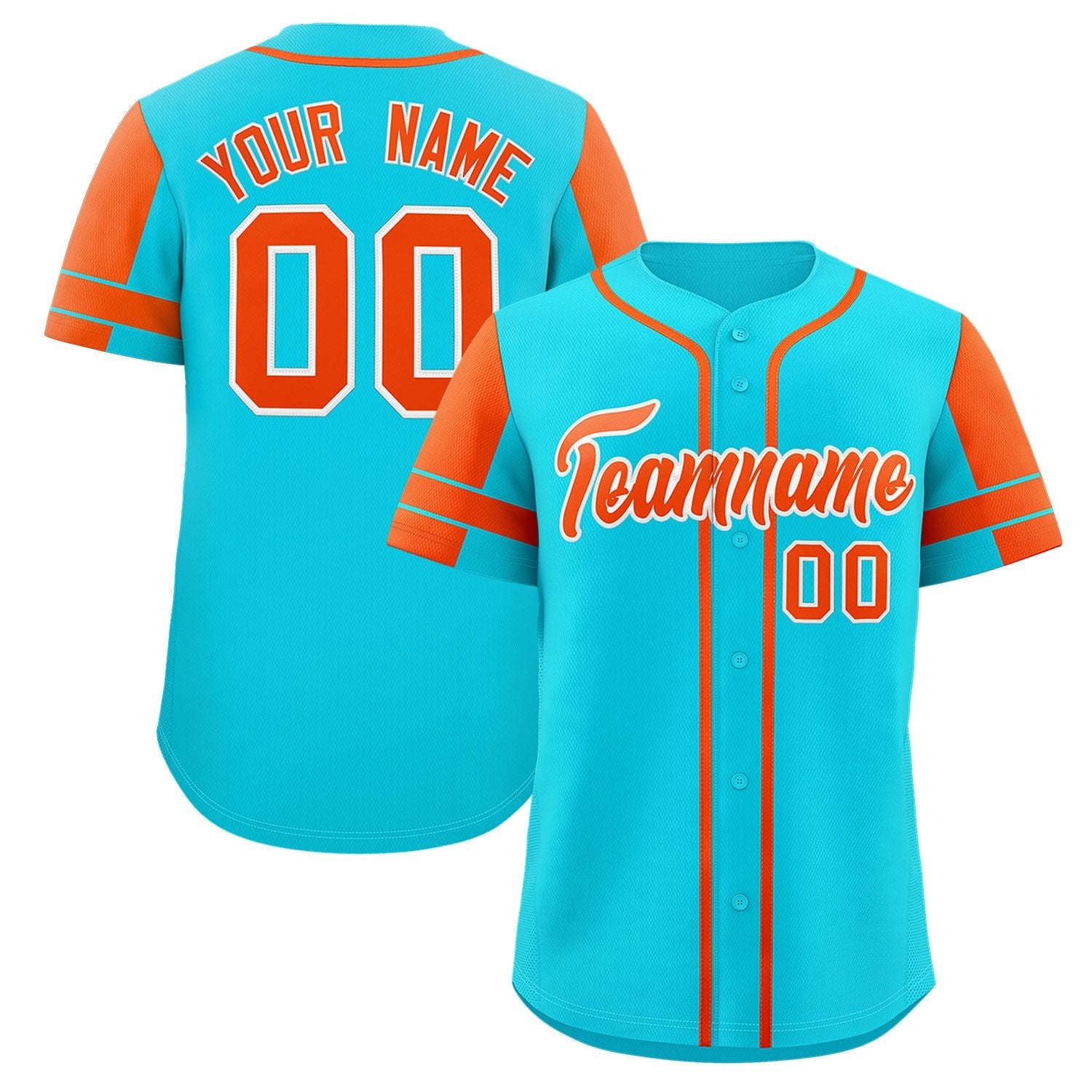 Custom Aqua Orange Personalized Raglan Sleeves Authentic Baseball Jersey