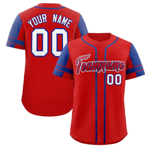 Custom Red Royal Personalized Raglan Sleeves Authentic Baseball Jersey